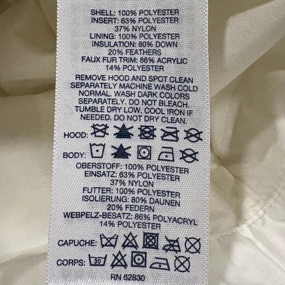 Lands End Size M Puffer Vest Down Feather Fill Removable Hood Faux Fur Trim - Picture 8 of 15